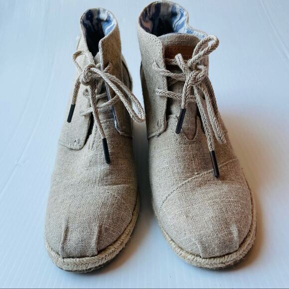 Toms desert wedge booties espadrille wedge lace-up bootie sz 8 - Picture 5 of 11